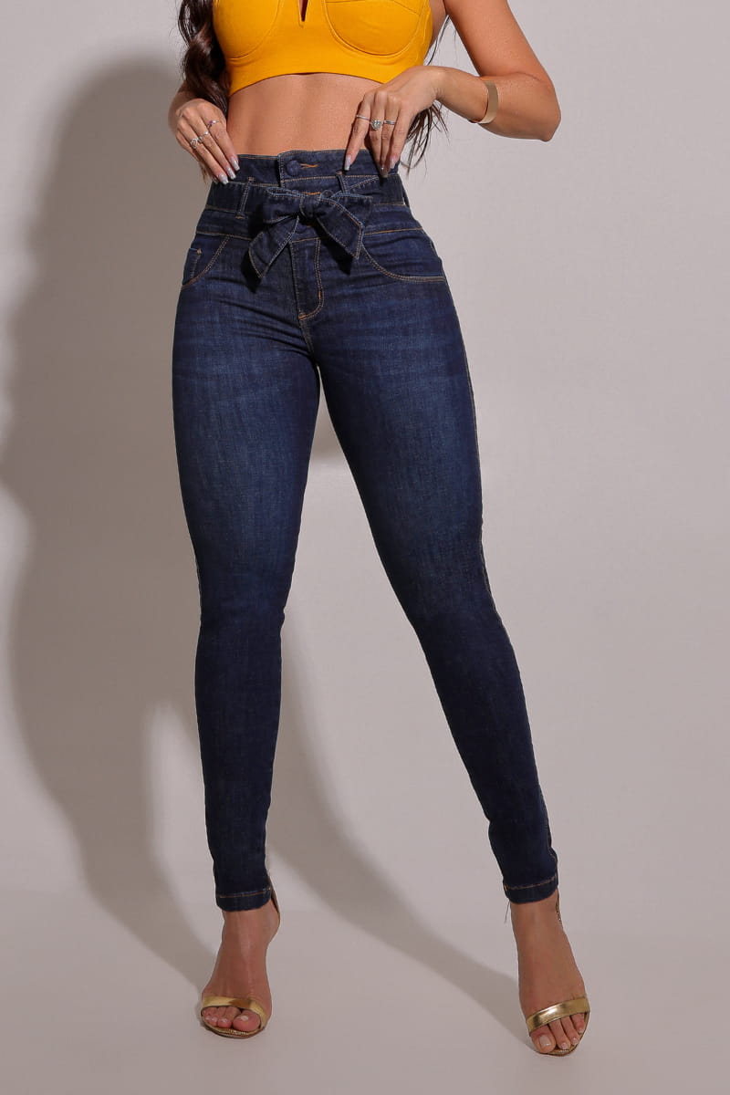 Calça Jeans Ultra Modeladora Com Cinto Denim JEB089