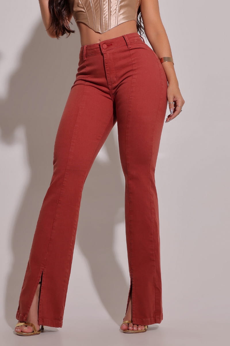 Calça Jeans Flare Modeladora Terracota JEB087