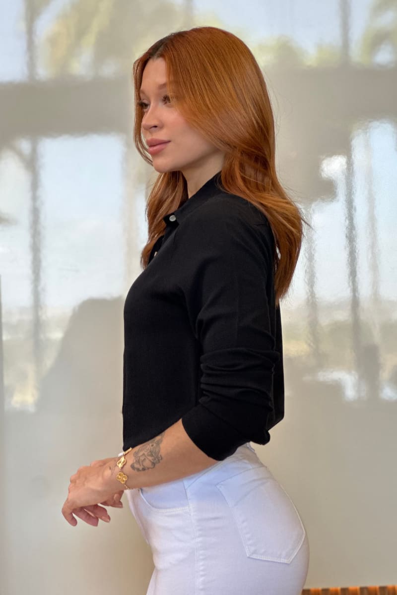Camisa Feminina Elegante Preto JEB44
