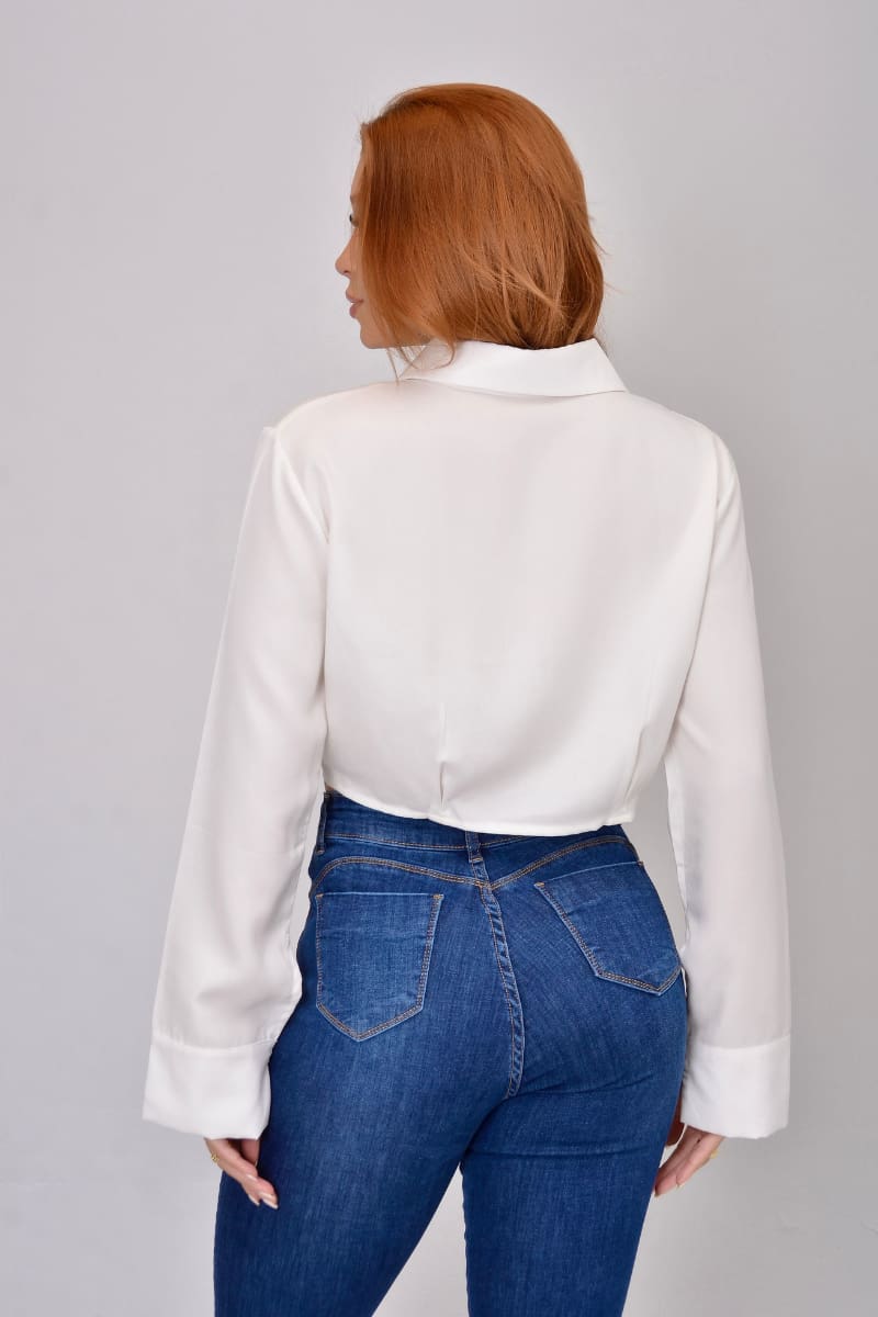 Camisa Branca Feminina Manga Longa JEB114