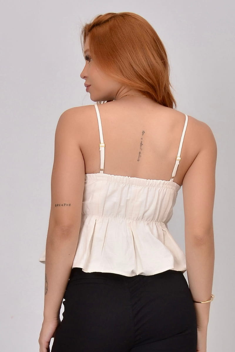 Blusa Bata Em Linho Off White JEB901