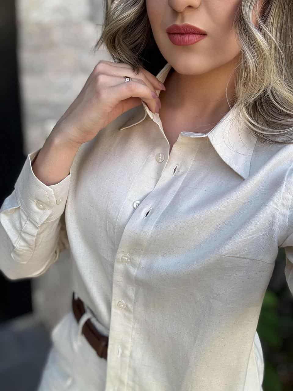 Camisa Linho Feminina Off White JEB45