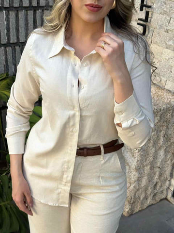 Camisa Linho Feminina Off White JEB45