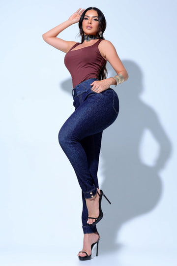 Calça Jeans Feminina Modeladora Detalhe Barra JEB943
