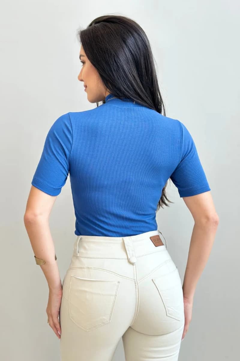Blusa Canelada Premium Azul JEB621