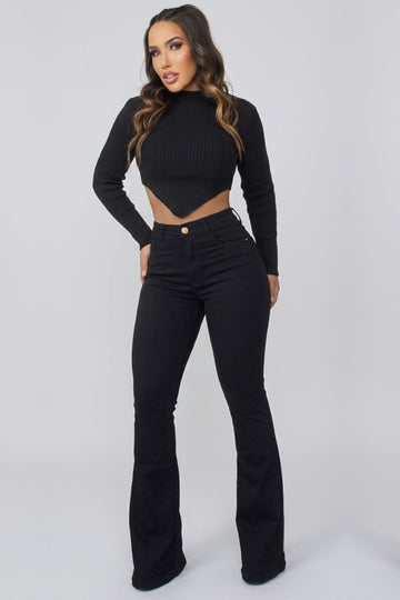 Calça Jeans Flare Preta Com Elastano Edição Limitada JEB30