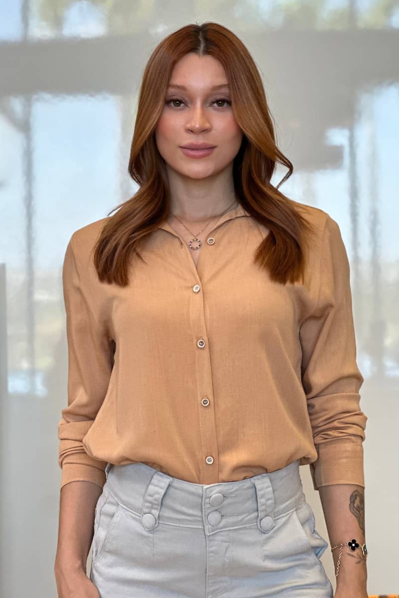 Camisa Feminina Elegante Bege JEB15