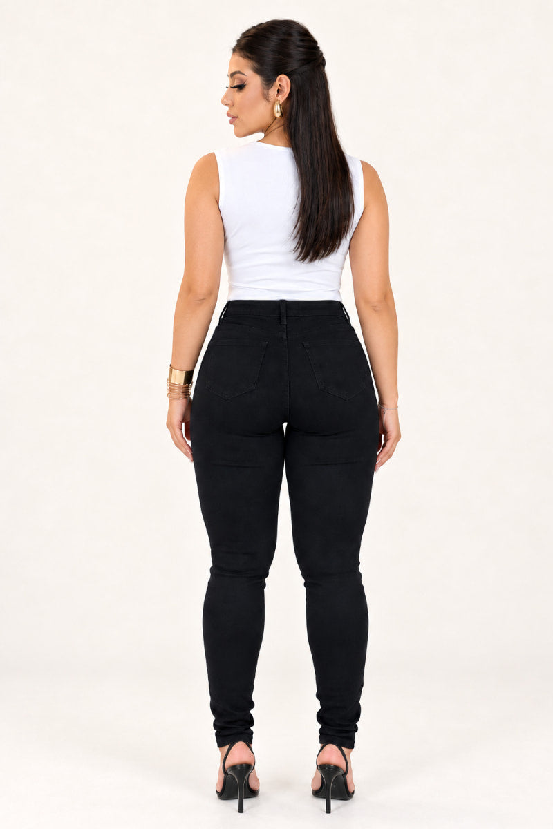 Calça Jeans Com Elastano Edição Limitada Preta JEB72